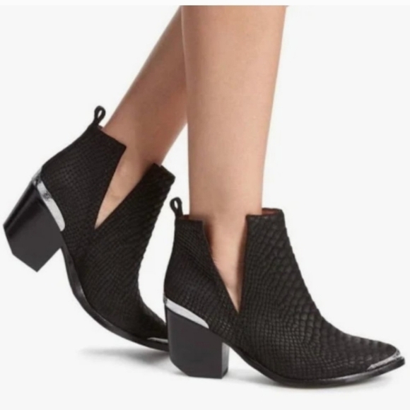 JEFFREY CAMPBELL Cromwell Black Suede Snake Boots Size 7.5 - Picture 1 of 9
